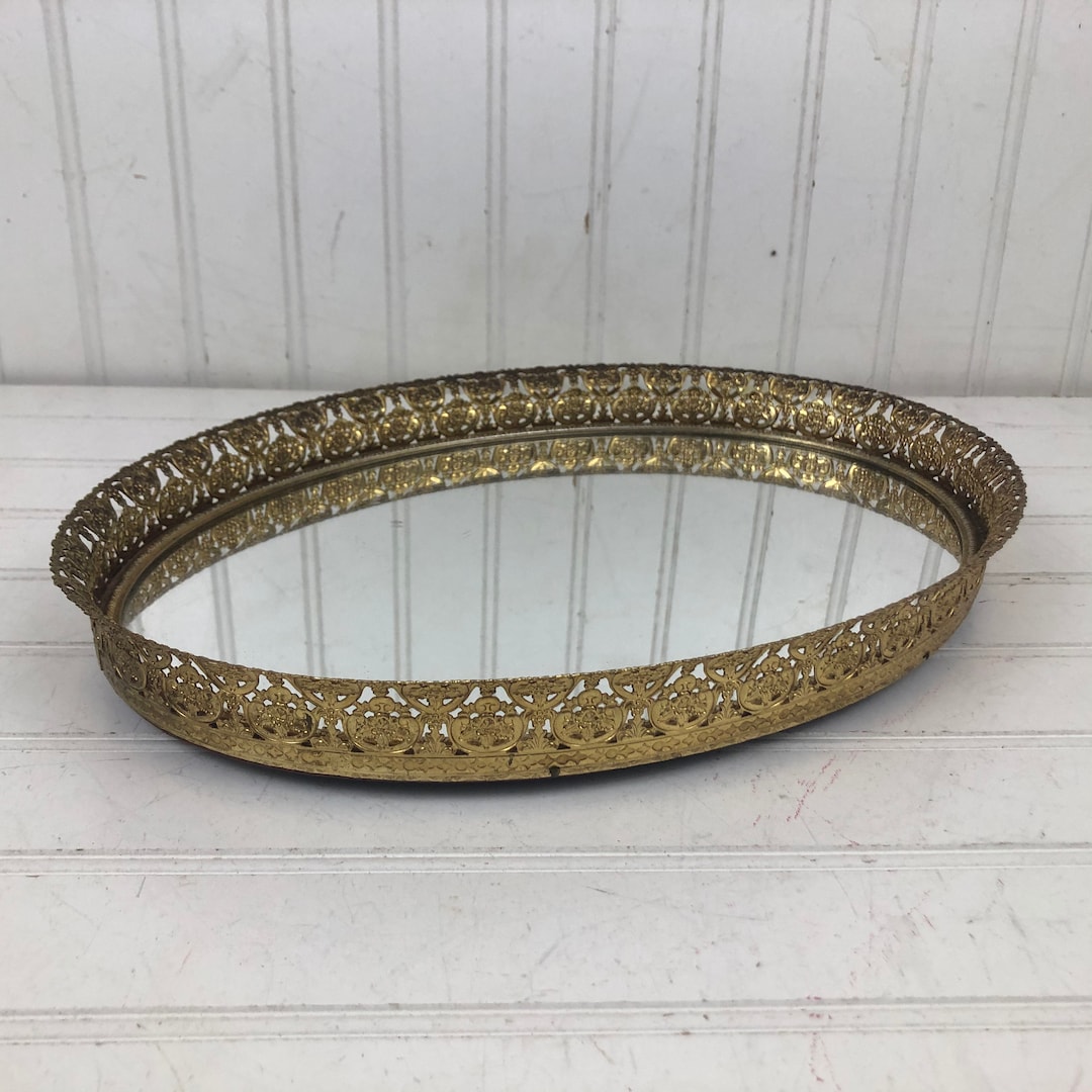 Vintage Oval Mirror, Oval Mirrored Tray Etsy