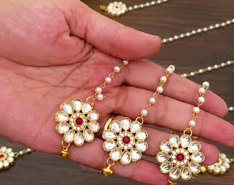 Tikka/Polki Maangtikka de casamento indiano, lembrancinha para mulheres/meninas, acessório de cabelo para a cabeça.