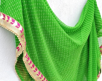 Georgette Bandhej Dupatta: grens Rajasthani Gota, 2,5 meter
