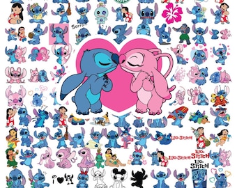 Paquete SVG de Lilo y Stitch, paquete SVG de Stitch y ángel, Stitch SVG, Stitch pareja SVG, PNG, Stitch amor SVG, ángel, paquete SVG de ángel