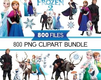 Pacote de Clipart Frozen, SVG em Camadas Frozen, Papel Digital Frozen, Fonte Frozen, Elsa, Anna e Olaf em PNG e SVG com Alfabeto e Papel Digital