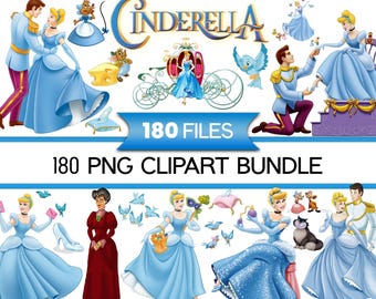 Cinderela em SVG e PNG em camadas: Clipart de princesa, sapato da Cinderela, pacote de cliparts PNG da Cinderela, Cinderela PNG de desenho animado para sublimação.