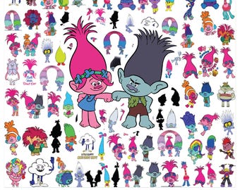 Trolls PNG, Paquete de imágenes prediseñadas de Trolls, Descarga digital instantánea de Trolls PNG, Personajes de Trolls PNG para camisetas, adornos para tartas, cumpleaños, Fuente Svg Png