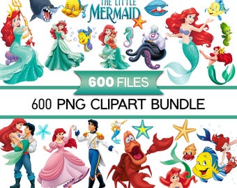 Pacote de Clipart da Pequena Sereia, Ariel em SVG, Ariel em PNG, Papel da Pequena Sereia, Pequena Sereia em PNG e SVG, Alfabeto da Ariel, Papel Digital