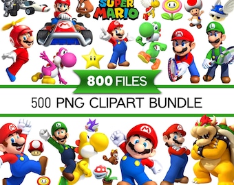 Pacote de arquivos SVG do Super Mario para Cricut e sublimação, arquivos de corte do Mario, clipart do Mario, fonte do Super Mario, PNG do Mario, SVG da família Mario, SVG em camadas