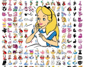 Diseños de Alicia en el País de las Maravillas, Alicia SVG PNG, Reina de Corazones Svg para Camisetas, Clip Art de Princesa, Archivo de corte de Alicia en el País de las Maravillas, Alicia SVG