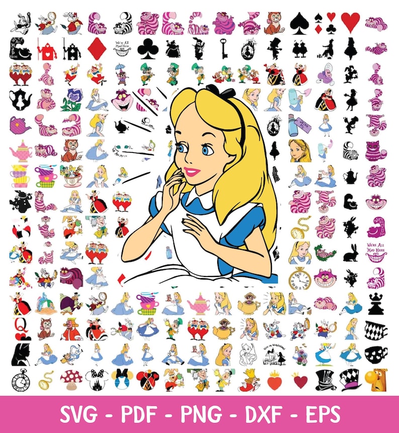 Alice in Wonderland Designs, Alice SVG PNG, Queen of Hearts Svg for ...