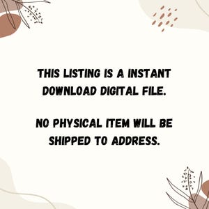 K&ouml;nnte beinhalten: Wei&szlig;er Hintergrund mit braunen und beigen abstrakten Formen und Text. Der Text lautet: "DIESES ANGEBOT IST EIN SOFORTIGER DOWNLOAD DER DIGITALEN DATEI. ES WERDEN KEINE PHYSISCHEN ARTIKEL AN DIE ADRESSE VERSENDET."