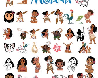 Paquete de imágenes prediseñadas de Moana, SVG de Moana, papel de Moana, SVG de Moana 2, fuente del alfabeto de Moana, SVG de Maui, impresión de Moana Maui, dibujos animados de Moana