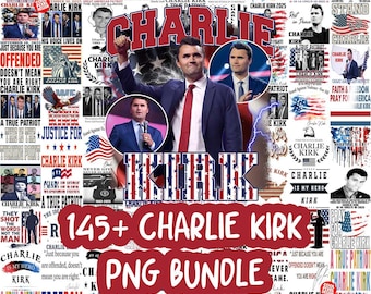 Paquete de más de 145 imágenes SVG y PNG de Charlie Kirk, SVG de Charlie Kirk, En memoria de Charlie, SVG y PNG de Libertad, SVG para camisetas políticas, Justicia para Charlie Kirk