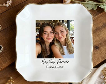 Custom Photo Jewelry Dish, Besties Forever Jewelry Dish, Wedding Gift for Bridesmaid, Photo Trinket Dish, Friendship Souvenir