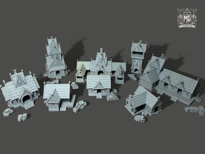 Rohan City Terrain Set – 8 Medieval Buildings, Wargaming Scenery (3D ...