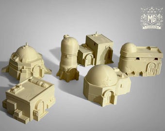 Tatooine Set 2 / 6 Edifici del Deserto / Terreno Star Wars Legion / Stampato in 3D