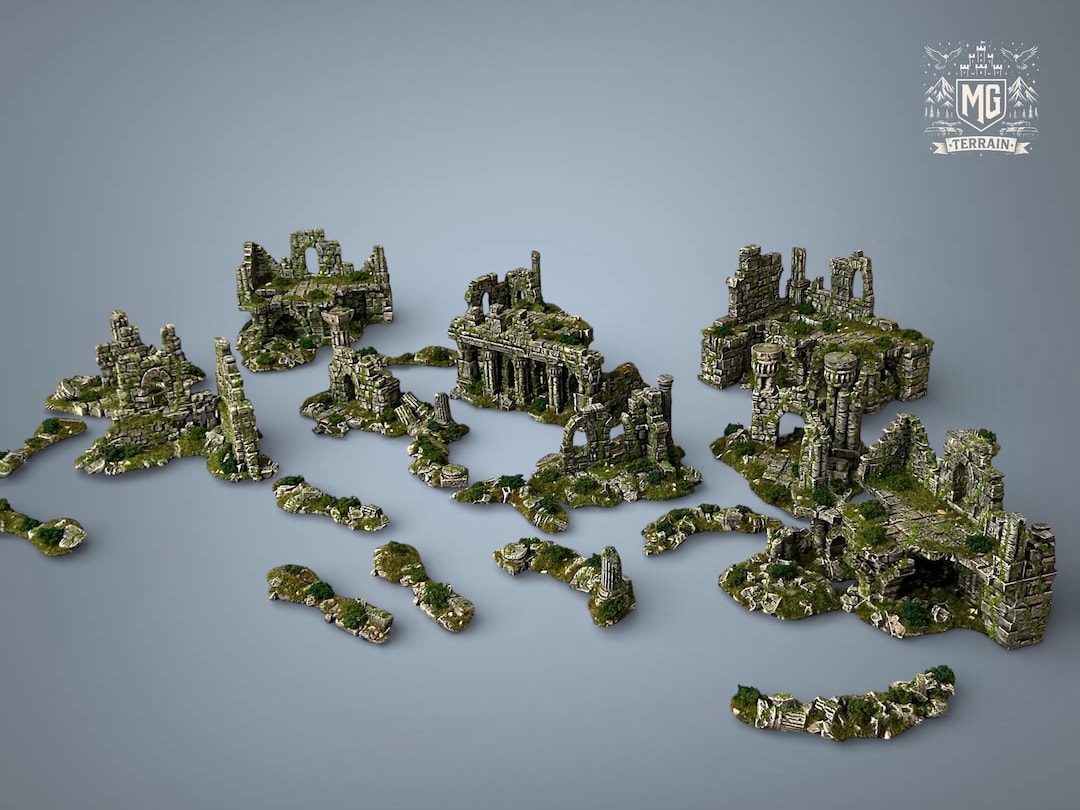 Painted Lost City Ruins: Wargaming Terrain Set MESBG LOTR Warhammer 40k ...