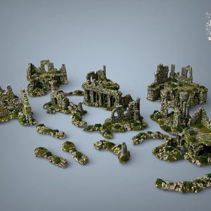 Ruinas pintadas de la Ciudad Perdida: Set de terreno para juegos de guerra MESBG LOTR Warhammer 40k terreno dnd