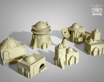 Tatooine 1 / Set di 7 edifici del deserto / Terreno di Star Wars Legion / Stampato in 3D /