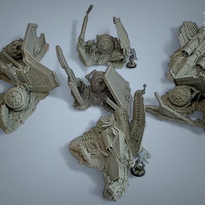 Set of 7 Crashed Ships | Star Wars Legion Terrain | 3D Printed Wrecks |
