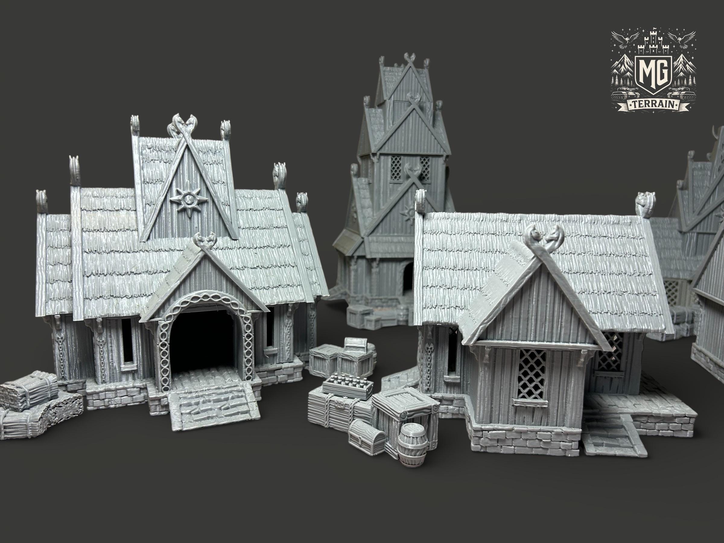 Rohan City Terrain Set – 8 Medieval Buildings, Wargaming Scenery (3D ...