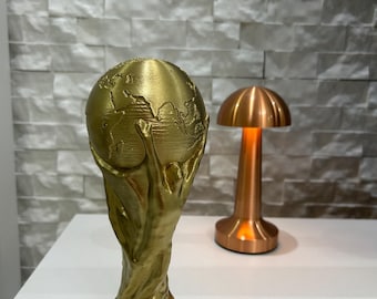 Réplica del trofeo de la Copa del Mundo impresa en 3D - Premio de oro del campeonato de fútbol - Regalo para aficionados al fútbol - Tamaños personalizados disponibles - Decoración de estantería de alta calidad