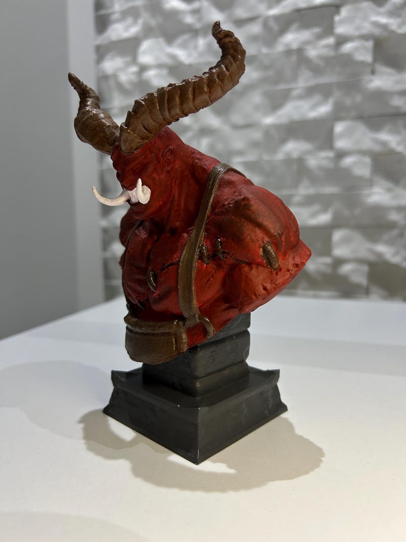 Texture Red Demon Hand-painted Red Demon Bust – 3D Printed Fantasy Sculpture - Etsy