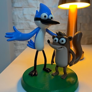Regular Show Mordecai & Rigby Figurines | 3D Printed Cartoon Collectibles | Handmade Fan Gift