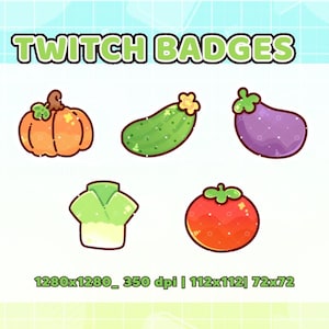 Sub Badges Cute Vegetables For Subscribers - Twitch sub badges - Twitch bit badges - Discord Tomato – Eggplant – Scallion – Pumpkin–Cucumber