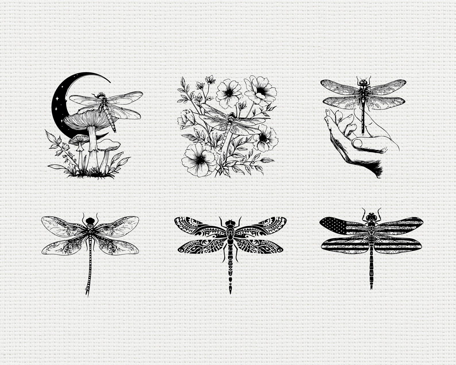 Dragonfly SVG PNG Bundle, Insect Silhouette Clipart, Boho Nature Cricut ...