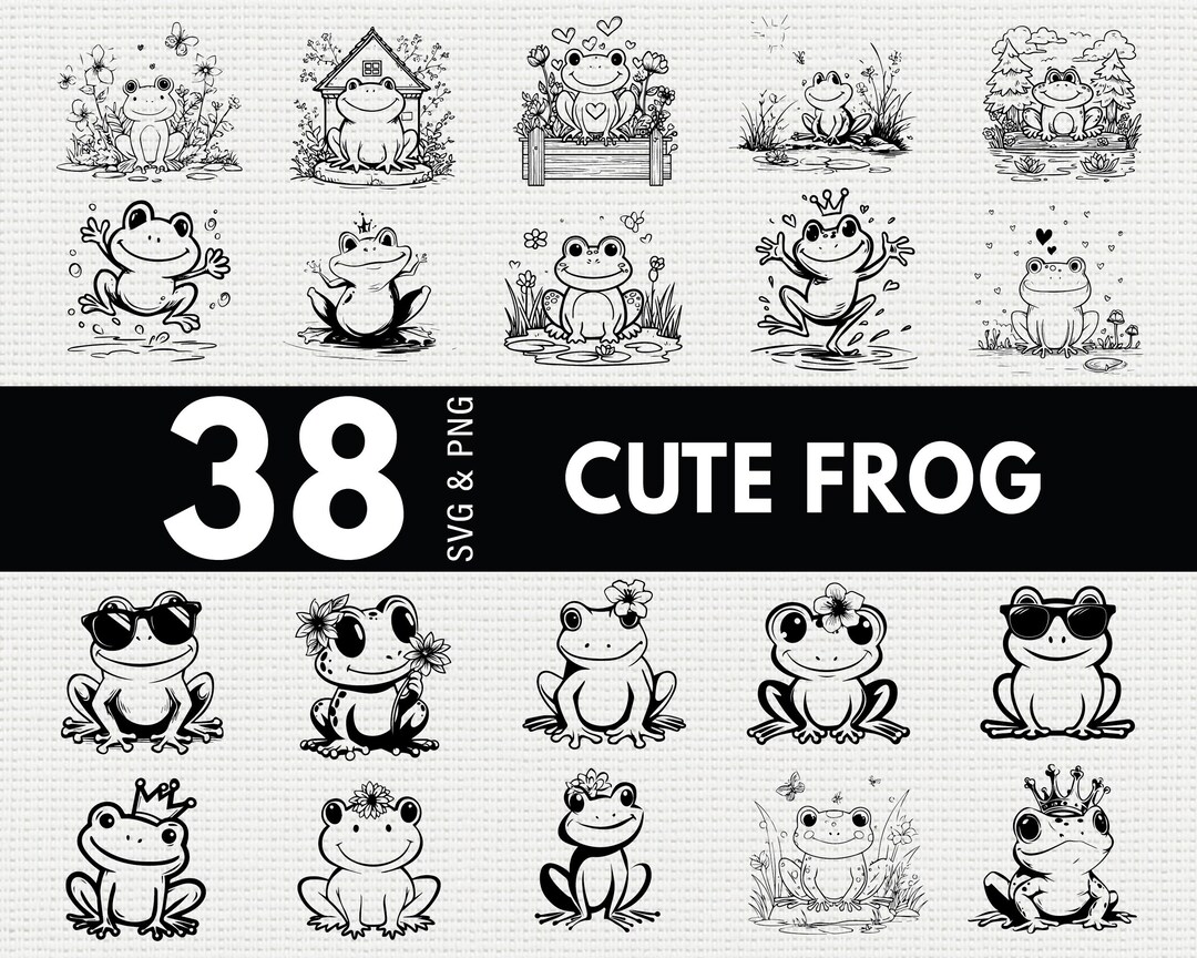 Vector Files Frog Frog SVG PNG Bundle, Kawaii Animal Silhouette Clipart, Cartoon Cricut ...