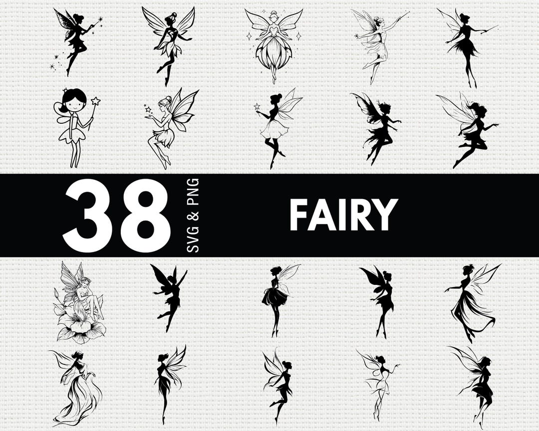 Fairy SVG Bundle, Pixie Silhouette PNG, Magical Woodland Clipart ...
