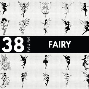Fairy SVG Bundle, Pixie Silhouette PNG, Magical Woodland Clipart, Fantasy Sprite Vector, Cricut Files