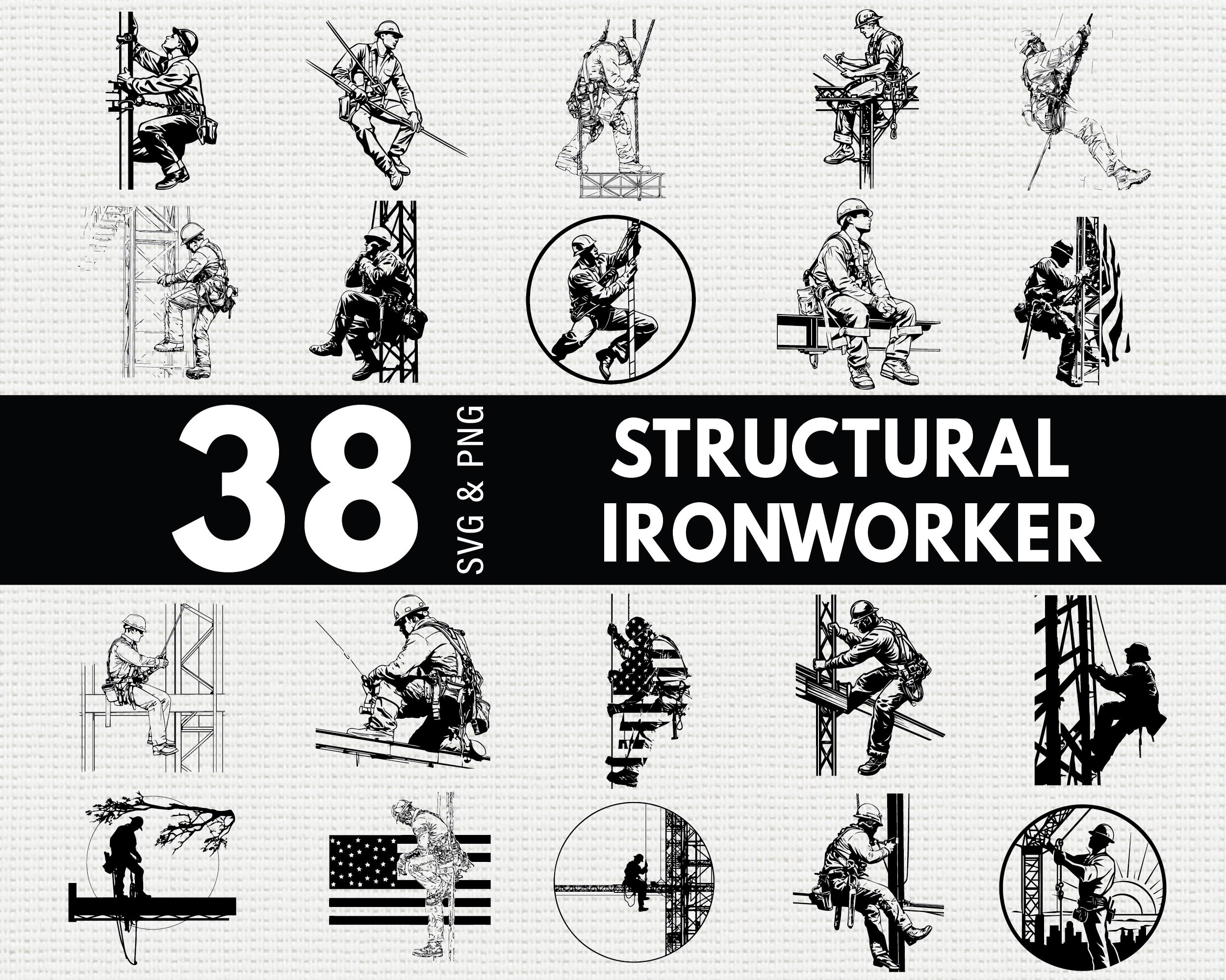 Structural Ironworker SVG PNG Bundle, Construction Silhouette Clipart ...