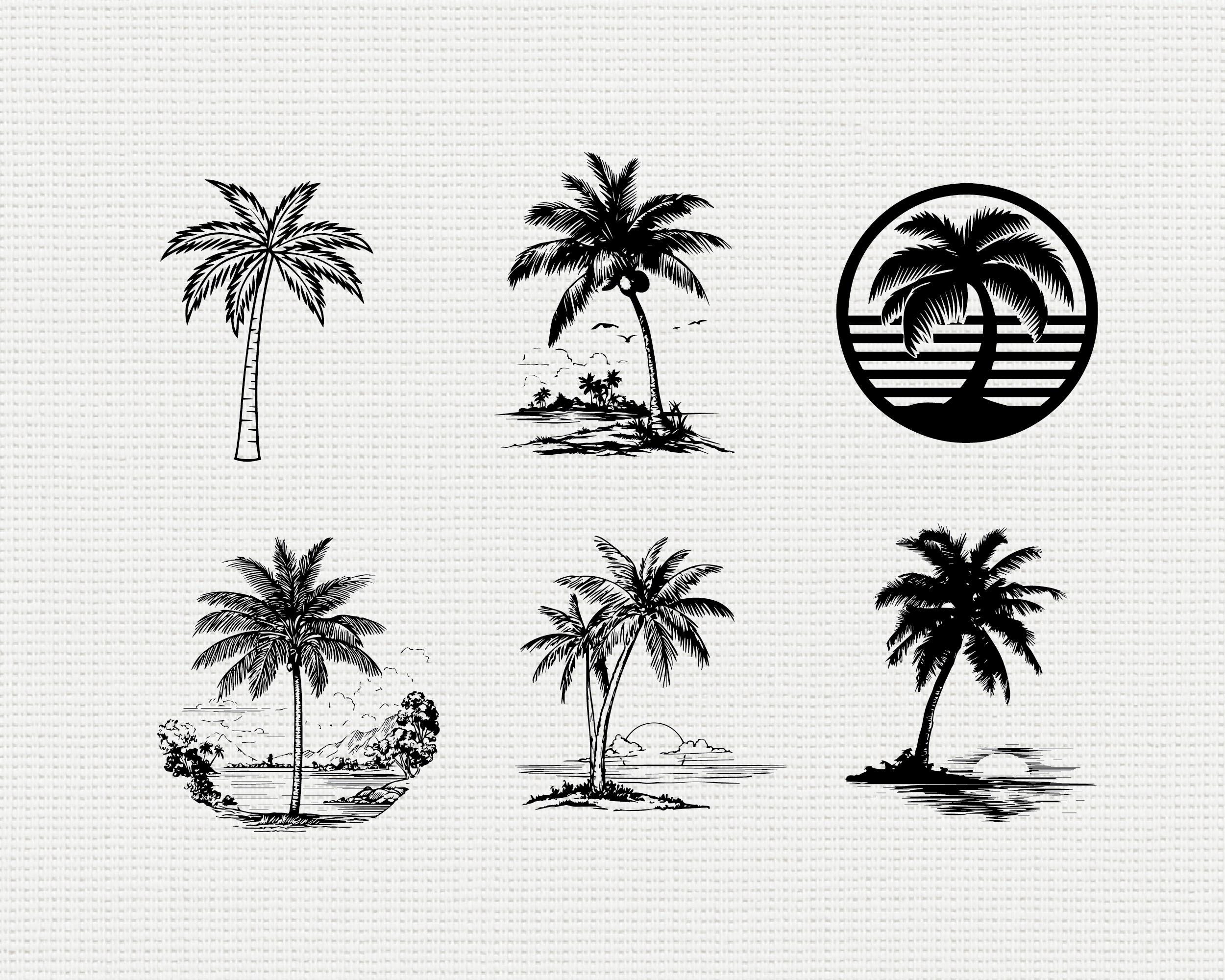 Palm Tree SVG PNG Bundle, Tropical Silhouette Clipart, Summer Beach ...