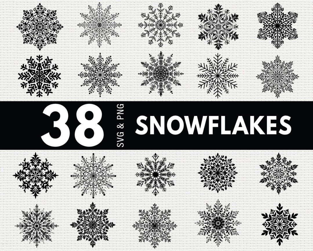 Snowflakes SVG PNG Bundle, Winter Silhouette Clipart, Christmas ...