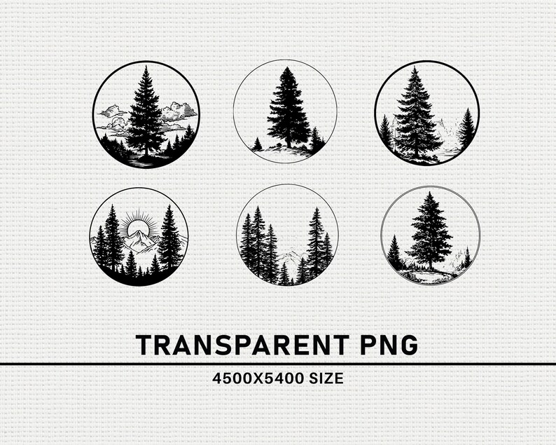 Pine Tree SVG PNG Bundle, Forest Silhouette Clipart, Woodland Nature ...