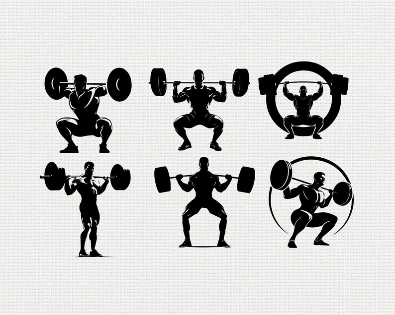 Powerlifting SVG PNG Bundle, Gym Athlete Silhouette Clipart ...