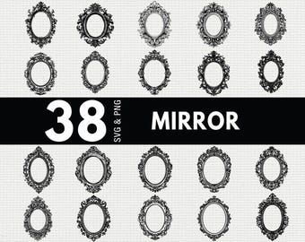 Mirror SVG PNG Bundle, Vintage Frame Silhouette Clipart, Gothic Decor Cricut Cut Files, Elegant