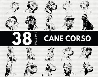 Cane Corso SVG PNG Bundle, Dog Silhouette Clipart, Guard Dog Cricut Files, Pet Vector