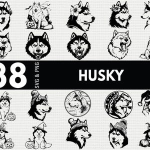 Husky Svg Png Bundle, Husky Silhouette, Husky Clipart Png, Husky Vector, Husky Outline, Siberian Husky Svg, Dog Svg, Husky Cut Files Cricut