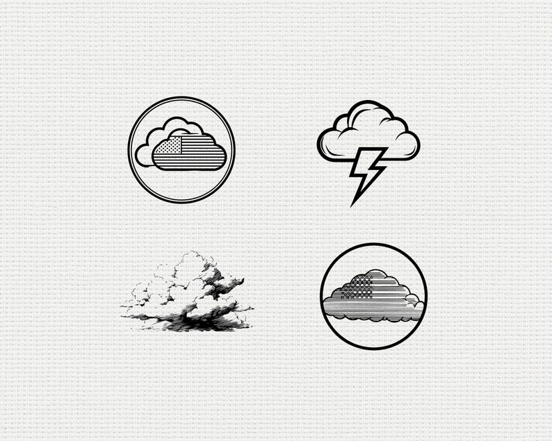 Clouds SVG PNG Bundle, Sky Silhouette Clipart, Weather Cricut Cut Files ...