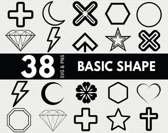 Paquete SVG PNG de formas básicas, imágenes prediseñadas de silueta geométrica, archivos de corte Cricut simples, diseño vectorial
