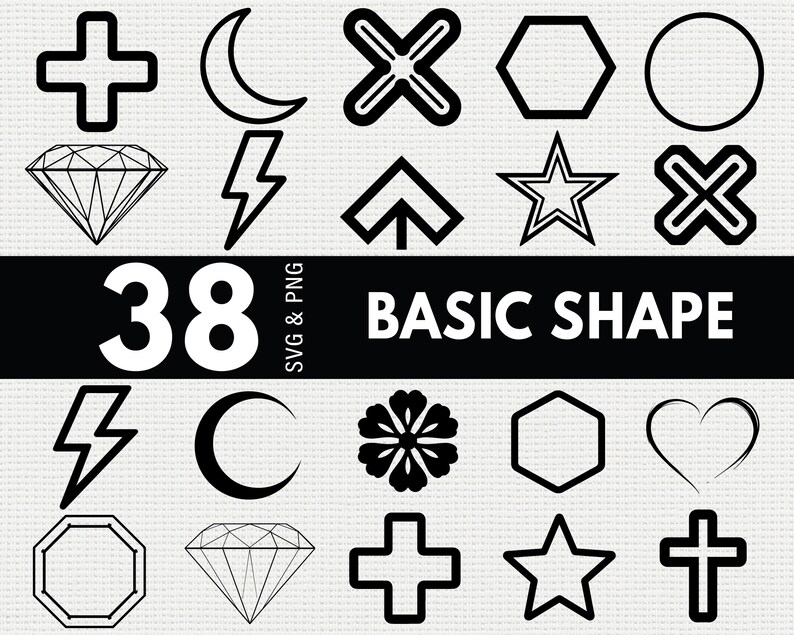 Basic Shape SVG PNG Bundle, Geometric Silhouette Clipart, Simple Cricut ...