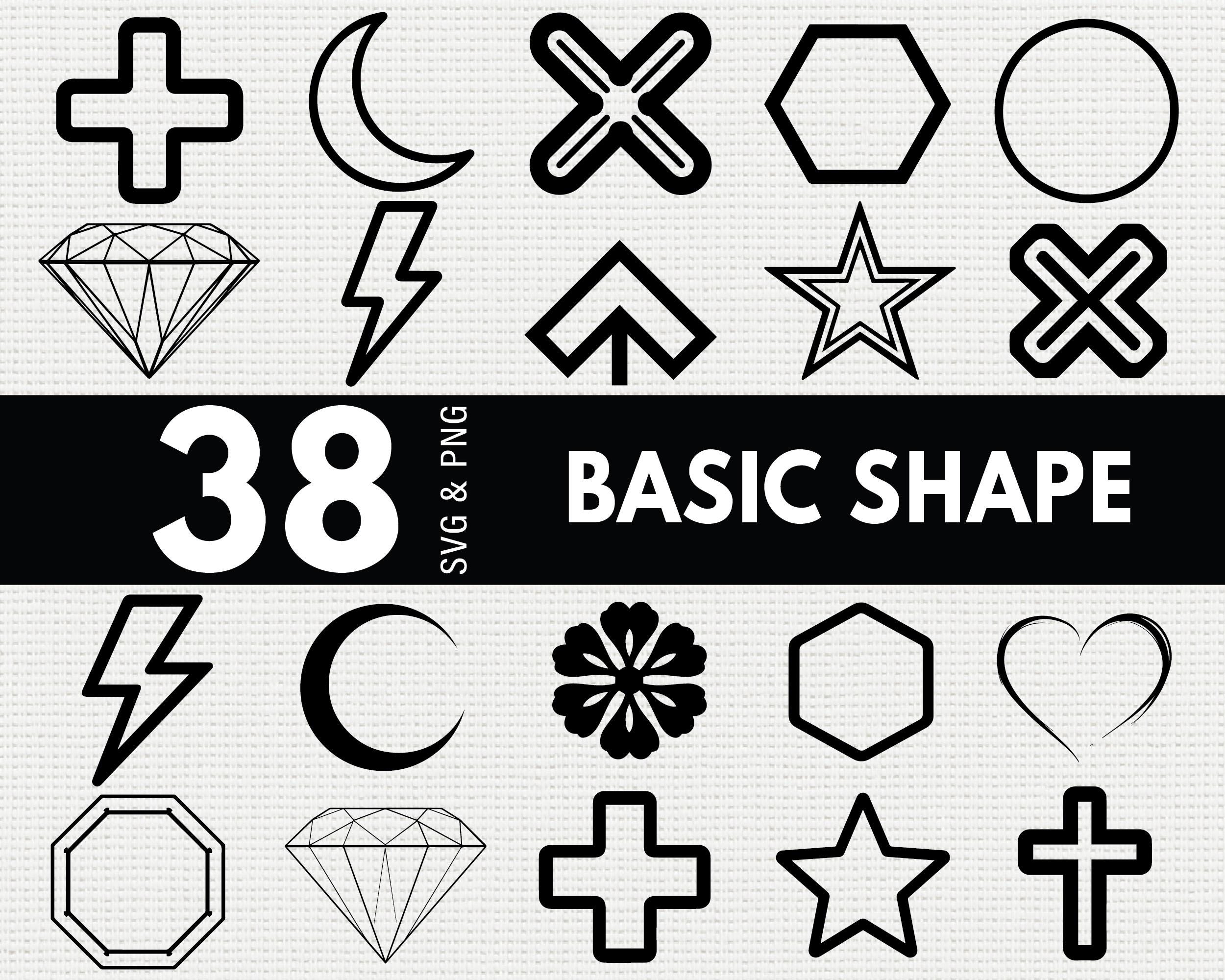 Basic Shape SVG PNG Bundle, Geometric Silhouette Clipart, Simple Cricut ...