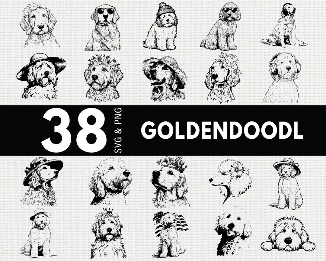 Goldendoodle SVG PNG Bundle, Dog Silhouette Clipart, Puppy Pet Cricut ...