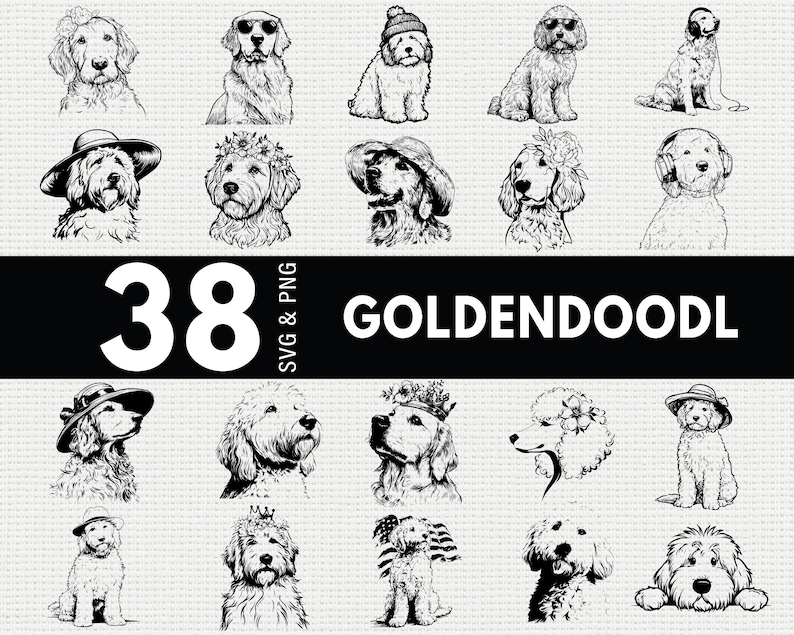 Goldendoodle SVG PNG Bundle, Dog Silhouette Clipart, Puppy Pet Cricut ...