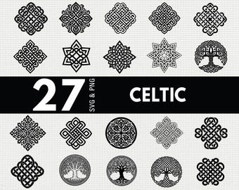Celtic SVG PNG Bundle, Knot Silhouette Clipart, Tribal Celtic Cricut Files, Irish Vector Art