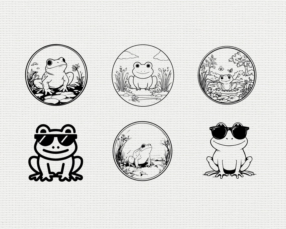 Vector Files Frog Frog SVG PNG Bundle, Kawaii Animal Silhouette Clipart, Cartoon Cricut ...