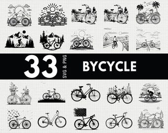 Paquete SVG PNG de bicicleta, silueta de bicicleta, archivos de corte Cricut para deportes de ciclismo, diseño vectorial
