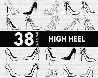 High Heel SVG PNG Bundle, Fashion Silhouette Clipart, Glam Shoe Cricut Cut Files, Stylish