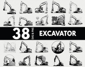 Graafmachine SVG PNG-bundel, bouwvoertuig silhouet clipart, zwaar materieel Cricut gesneden bestanden