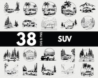 Off-Road SUV SVG PNG Clipart Bundle: Car Silhouette Cut Files